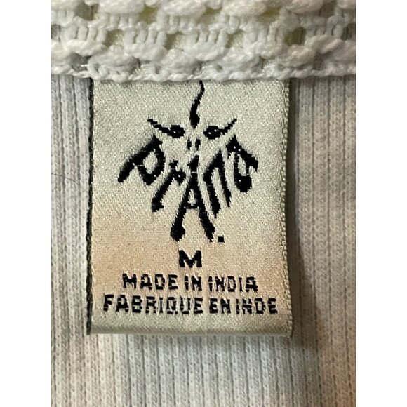 Vintage Prana Cream Blouse Womens Medium Used Organic Cotton Crochet Top - Picture 6 of 16